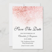 Elegant Blush Pink Glitter Save the Date (Voorkant)