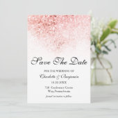 Elegant Blush Pink Glitter Save the Date (Staand voorkant)