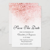 Elegant Blush Pink Glitter Save the Date (Voorkant / Achterkant)
