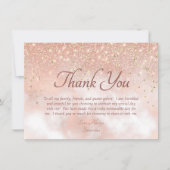 Elegant Blush Pink Glitter Sparkle Script Bedankt (Voorkant)
