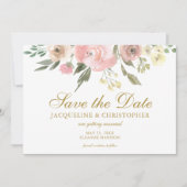 Elegant Blush Pink Gold Bloemenfoto Save the Date (Voorkant)