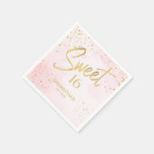 Elegant Blush Pink & Gold Confetti Sweet 16  Servet (Hoek)
