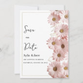 Elegant blush pink gold daisy floral Save the Date Kaart (Voorkant)