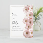 Elegant blush pink gold daisy floral Save the Date Kaart (Staand voorkant)