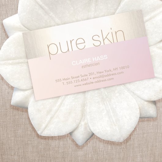 Elegant Blush Pink Gold Esthetician Spa Visitekaartje