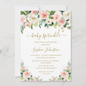 Elegant Blush Pink Gold Floral Baby Sprinkle Kaart (Voorkant)