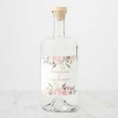 Elegant Blush Pink Gold Floral Custom Wedding Likeurfles Etiket (Voorkant)