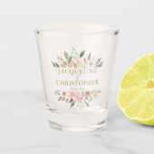 Elegant Blush Pink Gold Floral Custom Wedding Shot Glas (Voorkant)