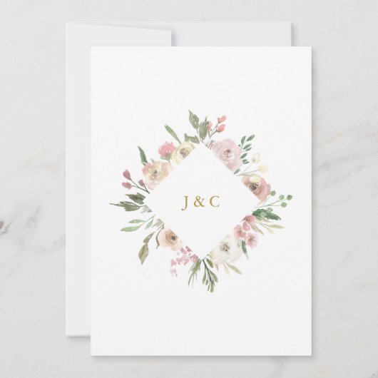 Elegant Blush Pink Gold Floral Engagement Party Kaart (Achterkant)