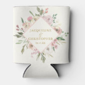 Elegant Blush Pink Gold Floral Garden Weddenschap Blikjeskoeler (Voorkant)