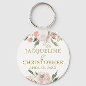 Elegant Blush Pink Gold Floral Garden Weddenschap Sleutelhanger (Voorkant)