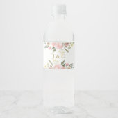 Elegant Blush Pink Gold Floral Monogram Weddenscha Waterfles Etiket (Voorkant)
