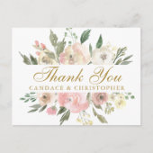 Elegant Blush Pink Gold Floral Peony Wedding Briefkaart (Voorkant)