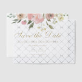 Elegant Blush Pink Gold Floral Save the Date Vellum Uitnodigingen (Offset (Uitnodiging))