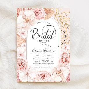 Elegant Blush Pink Gold Floral Vrijgezellenfeest Kaart