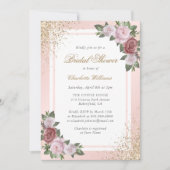 Elegant Blush Pink Gold Floral Vrijgezellenfeest Kaart (Voorkant)