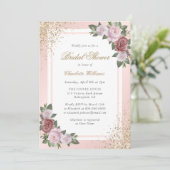 Elegant Blush Pink Gold Floral Vrijgezellenfeest Kaart (Staand voorkant)