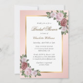Elegant Blush Pink Gold Floral Vrijgezellenfeest Kaart (Voorkant)