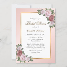 Elegant Blush Pink Gold Floral Vrijgezellenfeest