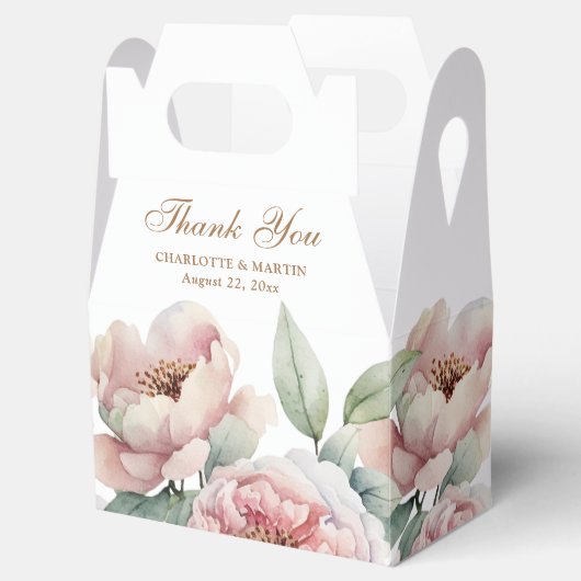 Elegant Blush Pink Gold Floral Weddenschap Bedankdoosjes (Geopend)
