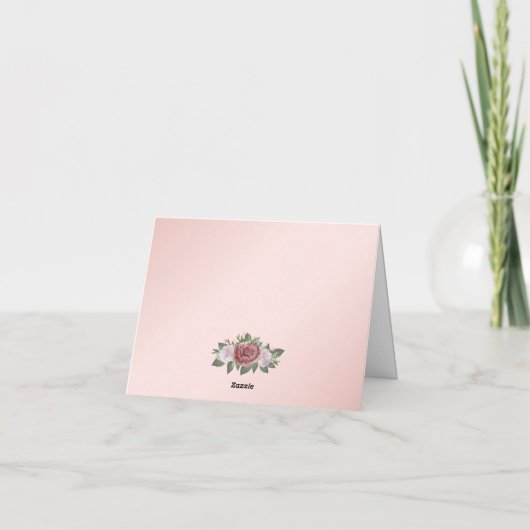 Elegant Blush Pink Gold Floral Weddenschap Bedankkaart (Achterkant)