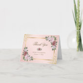Elegant Blush Pink Gold Floral Weddenschap Bedankkaart (Voorkant)