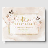 Elegant Blush Pink Gold Floral Weddenschap Gastenboek (Voorkant)