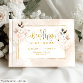 Elegant Blush Pink Gold Floral Weddenschap Gastenboek