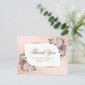 Elegant Blush Pink Gold Floral Weddenschap Harteli Briefkaart (Staand voorkant)
