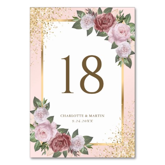 Elegant Blush Pink Gold Floral Weddenschap Kaart (Voorkant)