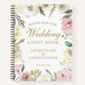 Elegant Blush Pink Gold Floral Weddenschap Notitieboek (Voorkant)