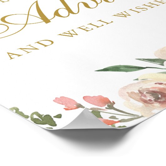 Elegant Blush Pink Gold Floral Weddenschap Poster (Hoek)