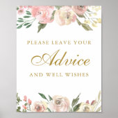 Elegant Blush Pink Gold Floral Weddenschap Poster (Voorkant)