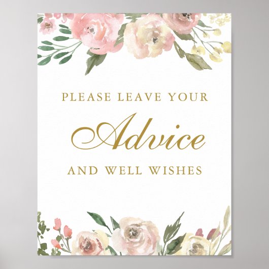 Elegant Blush Pink Gold Floral Weddenschap Poster (Voorkant)