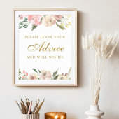 Elegant Blush Pink Gold Floral Weddenschap Poster