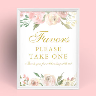 Elegant Blush Pink Gold Floral Weddenschappen Poster