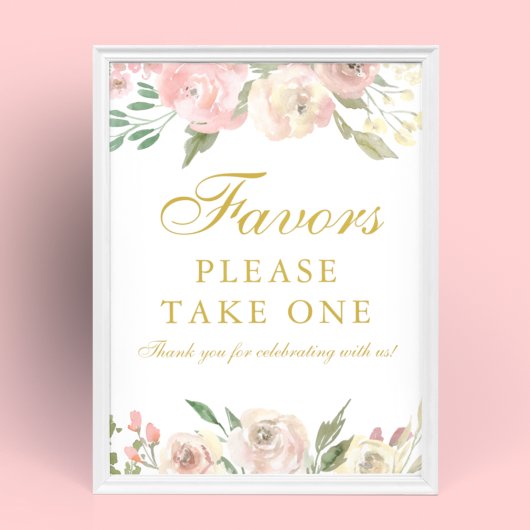 Elegant Blush Pink Gold Floral Weddenschappen Poster