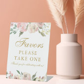 Elegant Blush Pink Gold Floral Weddenschappen Reclamebord Met Voetstuk