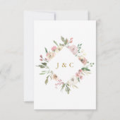 Elegant Blush Pink Gold Floral Wedding Meal Choice RSVP Kaartje (Achterkant)