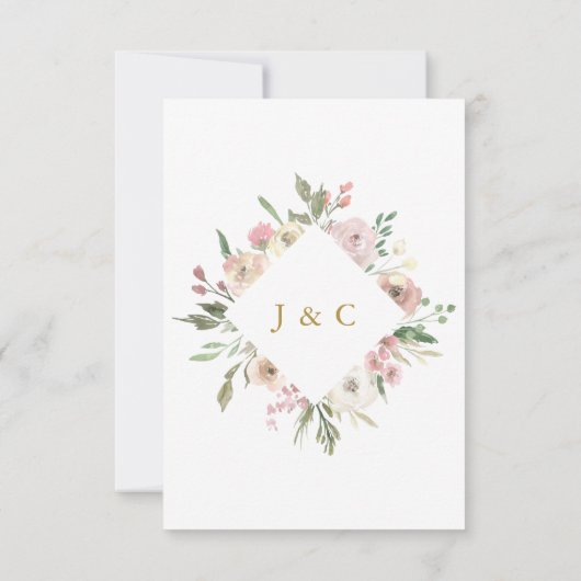 Elegant Blush Pink Gold Floral Wedding Meal Choice RSVP Kaartje (Achterkant)