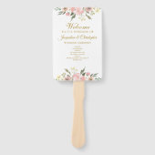 Elegant Blush Pink Gold Floral Wedding Program Fan Handwaaier (Voorkant)