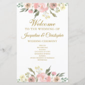 Elegant Blush Pink Gold Floral Wedding Programme (Voorkant)