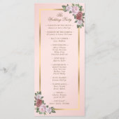 Elegant Blush Pink Gold Floral Wedding Programme Programmakaart (Achterkant)