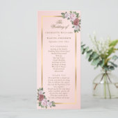 Elegant Blush Pink Gold Floral Wedding Programme Programmakaart (Staand voorkant)
