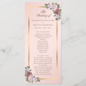 Elegant Blush Pink Gold Floral Wedding Programme Programmakaart (Voorkant)