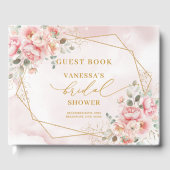 Elegant Blush Pink Gold Frame Floral Bridal Shower Gastenboek (Voorkant)