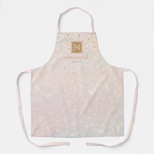 Elegant Blush Pink Gold Glitter Monogram Business Schort (Voorkant)