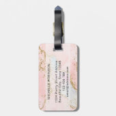 Elegant Blush Pink Gold Glitter Monogram Initiaal Bagagelabel (Achterkant verticaal)
