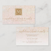 Elegant Blush Pink Gold Glitter Monogram Salon Visitekaartje (Voorkant / Achterkant)