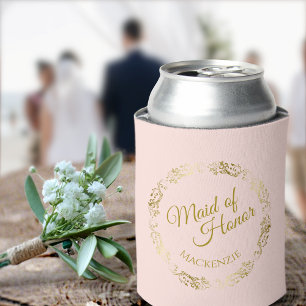 Elegant Blush Pink & Gold Maid of Honor Wedding Blikjeskoeler